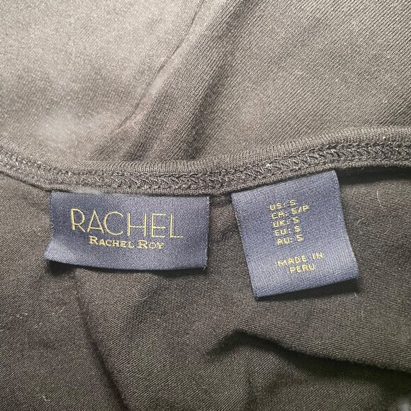 Rachel Roy Black Bodysuit Small | Pima Cotton Blend Thong Back Scoop Neck - Picture 6 of 6